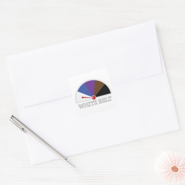 White Belt Jiu Jitsu Speedometer Square Sticker (Envelope)