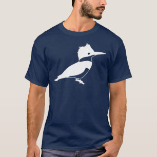 White Belted Kingfisher Bird Side View T-Shirt