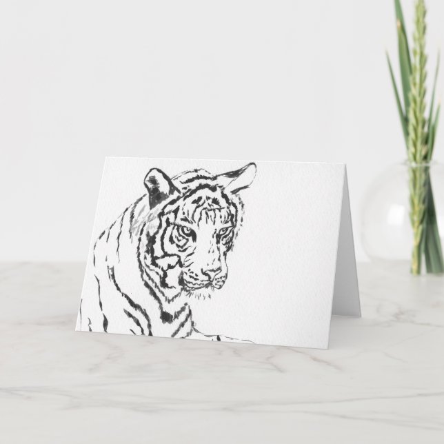 White Bengal Tiger Art Greeting or Note Cards (Front)
