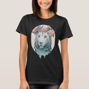 White Bengal Tiger Flower Crown Watercolor Safari T-Shirt