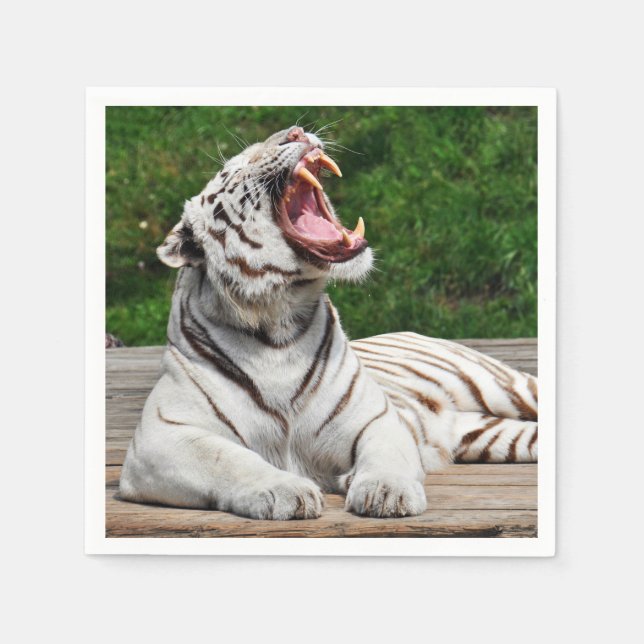 White Bengal Tiger Paper Napkin (Front)