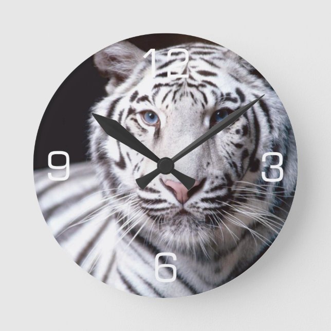 White Bengal Tiger Photography Round Clock (Front)