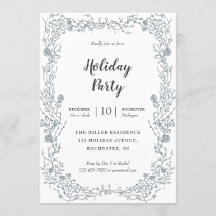 White Berries frame holiday party Invitation