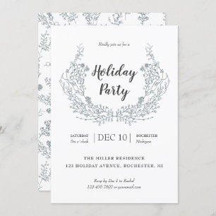 White Berries holiday laurel party Invitation