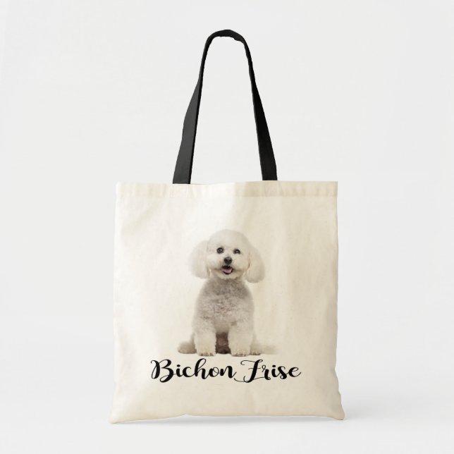 White Bichon Frise Puppy Dog Love Tote Bag (Front)