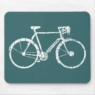 white bicycle mouse mat