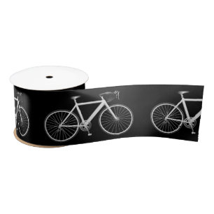White Bicycle on Black  Satin Ribbon