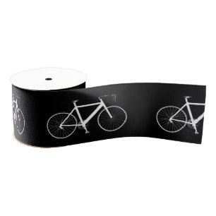 White Bicycle on Black Satin Ribbon Grosgrain Ribbon