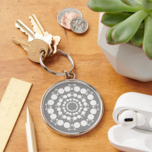 White Bicycles Mandala Key Ring