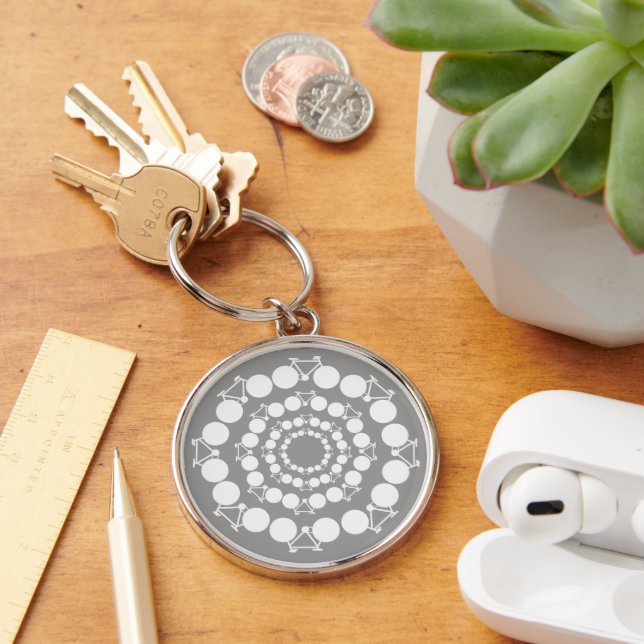 White Bicycles Mandala Key Ring (Desk)