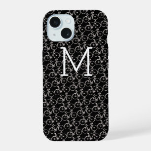 white bicycles monogrammed iPhone 15 case