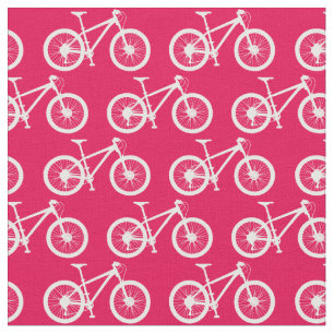 White Bicycles Pattern on Pink Fabric