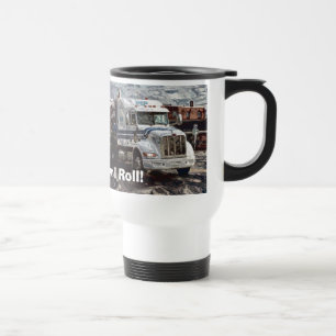 WHITE BIG RIG TRUCKER'S TRAVEL MUG