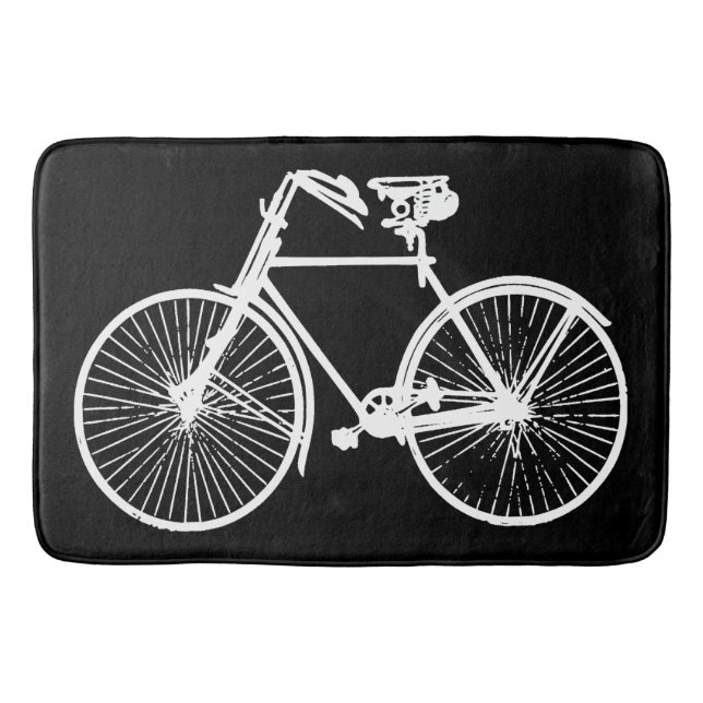 white bike bicycle black bath mat (Front)