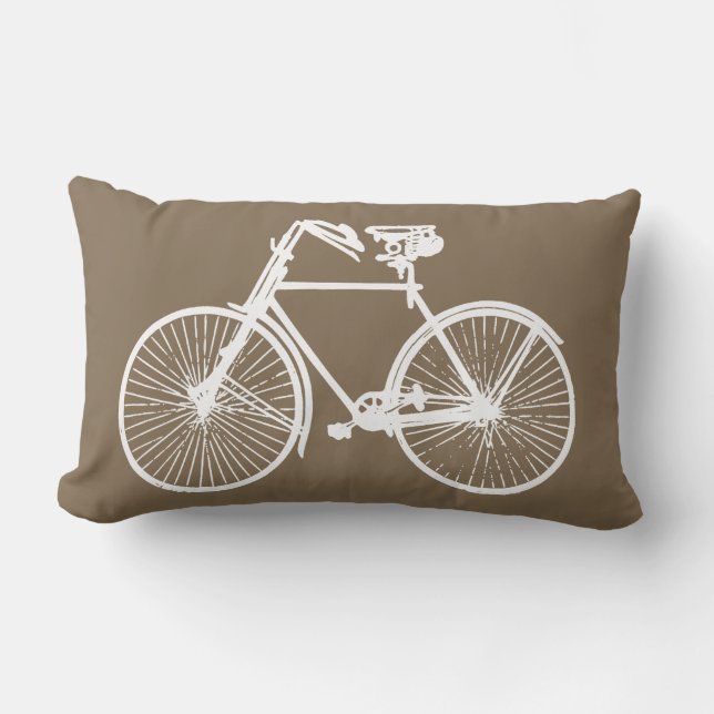 white bike bicycle Throw pillow taupe brown (Front)