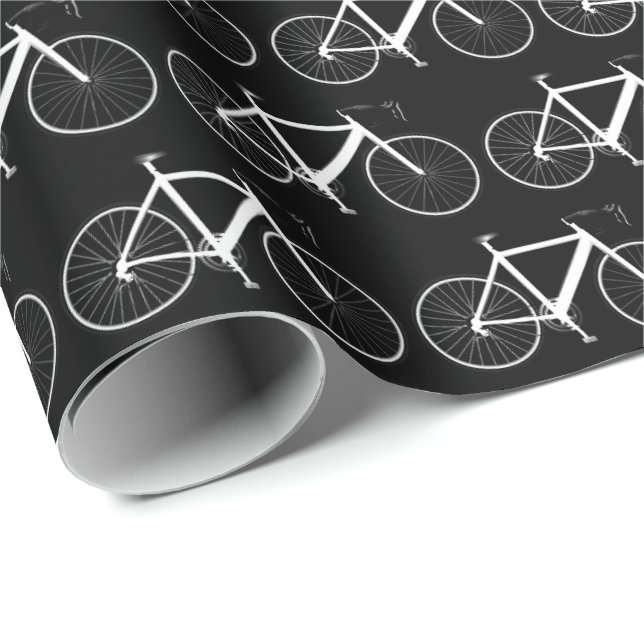 White Bike On Black Wrapping Paper (Roll Corner)