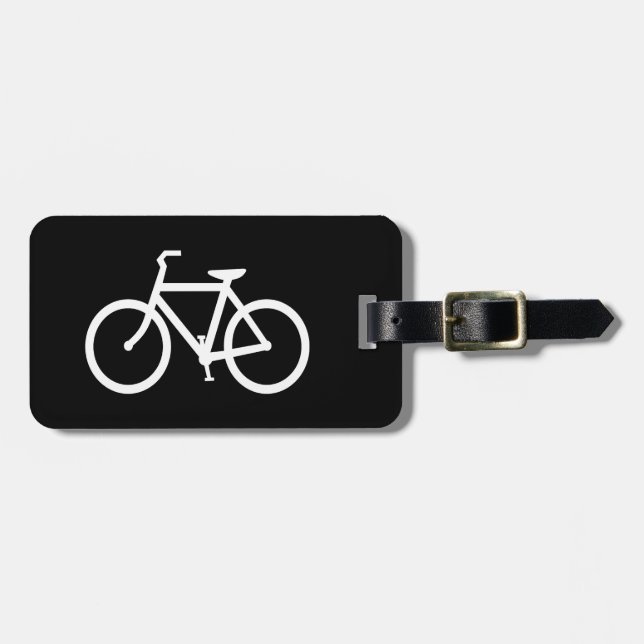 White Bike Route Luggage Tag (Front Horizontal)