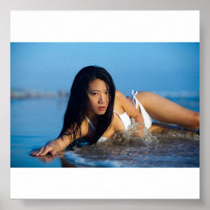 White bikini Beach Poster