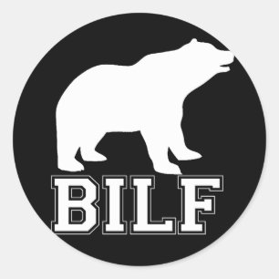 WHITE BILF CLASSIC ROUND STICKER