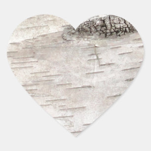 White Birch Bark Heart Sticker