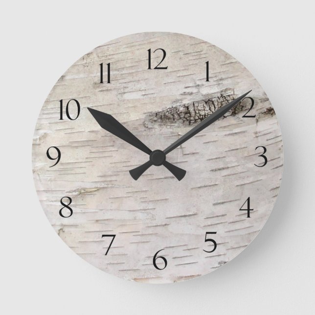 White Birch Bark Round Clock (Front)