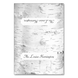 White Birch Bark Tented Place Cards With Name
