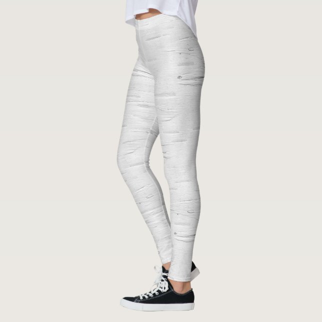 White Birch Bark Texture Leggings (Left)