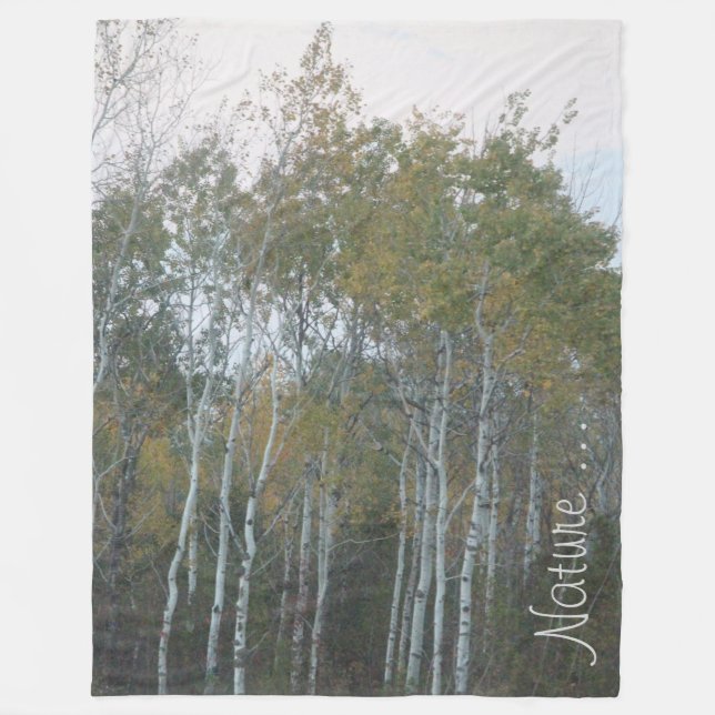 White Birch Bark Tree Fleece Blanket (Front)