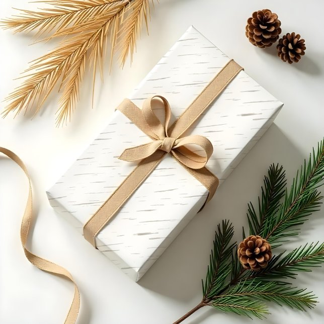 White Birch Bark Woodgrain Tree Texture Christmas Wrapping Paper (White Birch Bark Woodgrain Tree Texture Christmas Wrapping Paper)