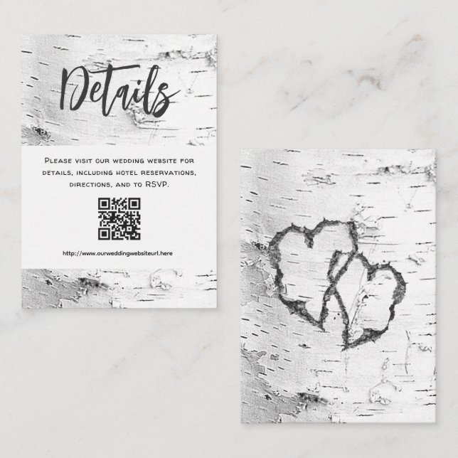White Birch Details QR code Wedding Enclosure (Front/Back)