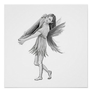 White Birch Fairy with Bark Poster