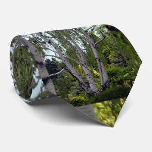 White Birch in Enchanted Lush Forest Tie