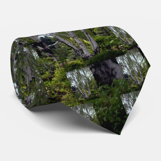 White Birch in Enchanted Lush Forest Tie (Rolled)
