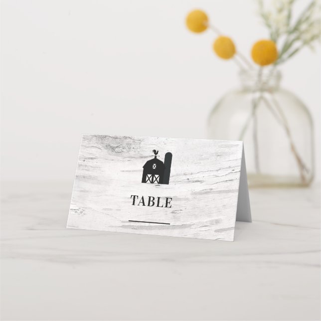 White Birch Rustic Country Farmhouse Deer Antlers Place Card (Front)