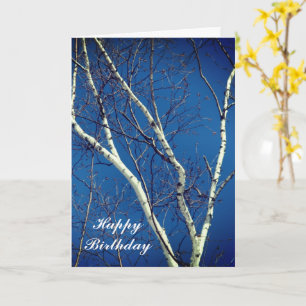 White Birch Tree Blue Sky Nature Birthday Card