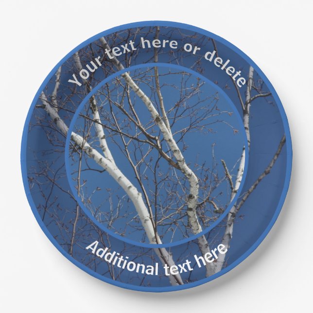 White Birch Tree Branches Personalised Party   Paper Plate (Front)