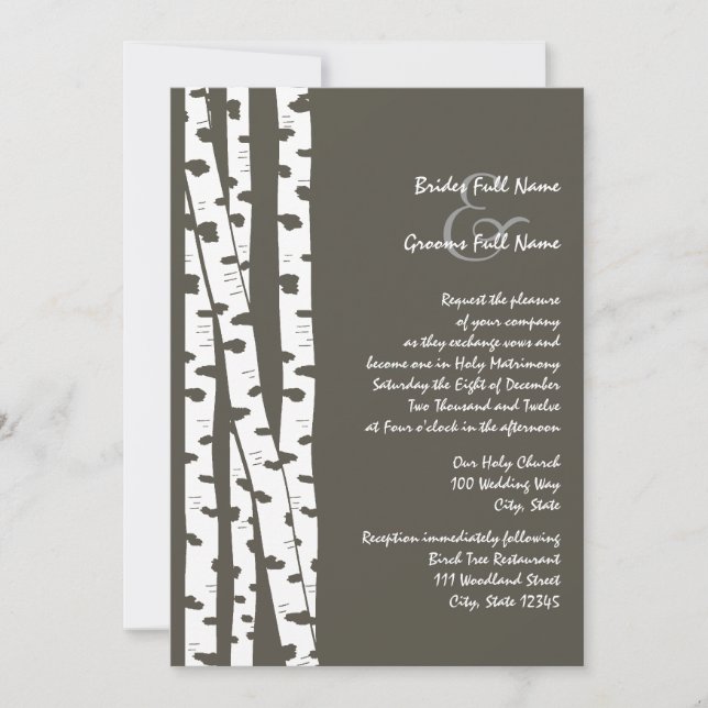White Birch Tree/ Dark Brown Invitation (Front)
