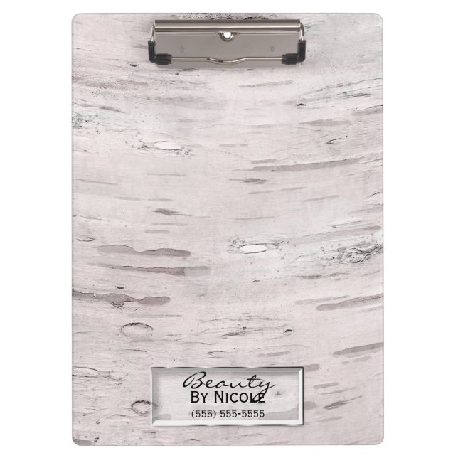 White Birch Tree Wood Rustic Barn Farmhouse Chic Clipboard (Front)