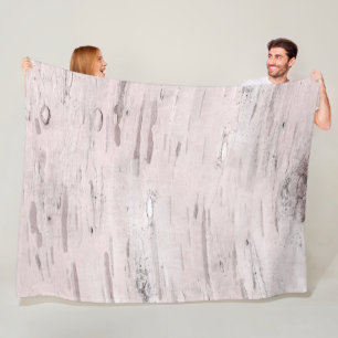 White Birch Tree Wood Rustic Barn Farmhouse Chic Fleece Blanket