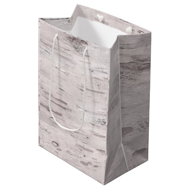 White Birch Tree Wood Rustic Forest Woods Woodsy Medium Gift Bag (Front Angled)