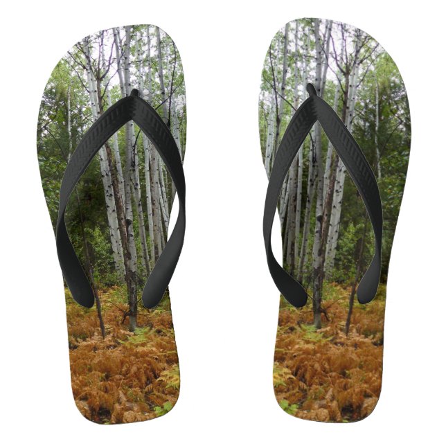 White Birch Trees and Fall Ferns at Rocky Mountain Flip Flops (Footbed)