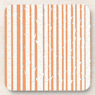 White Birch Trees Custom Hard Plastic Coaster