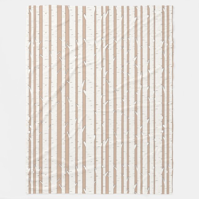 White Birch Trees Forest Custom Fleece Blanket (Front)