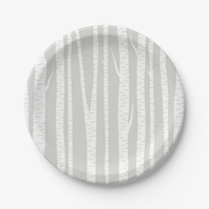 White Birch Trees Paper Plate