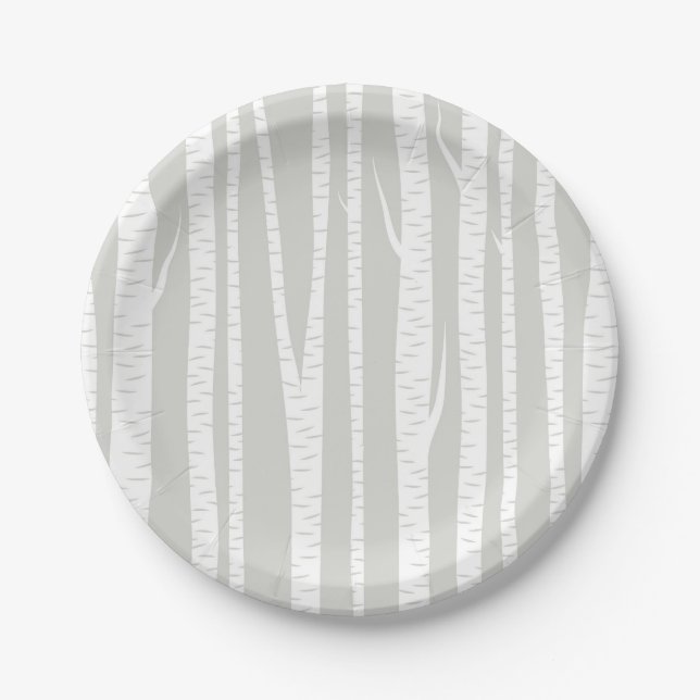 White Birch Trees Paper Plate (Front)