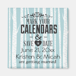 White Birch Trees Save the Date Magnet