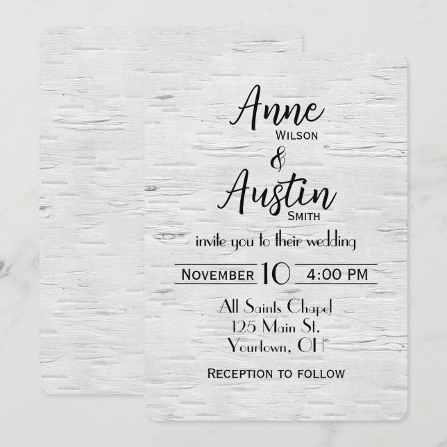 White Birch Wedding Invite (Front/Back)