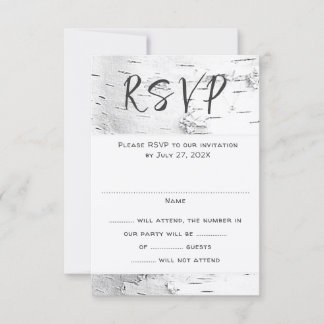White Birch Wedding RSVP Guest Count Enclosure Card