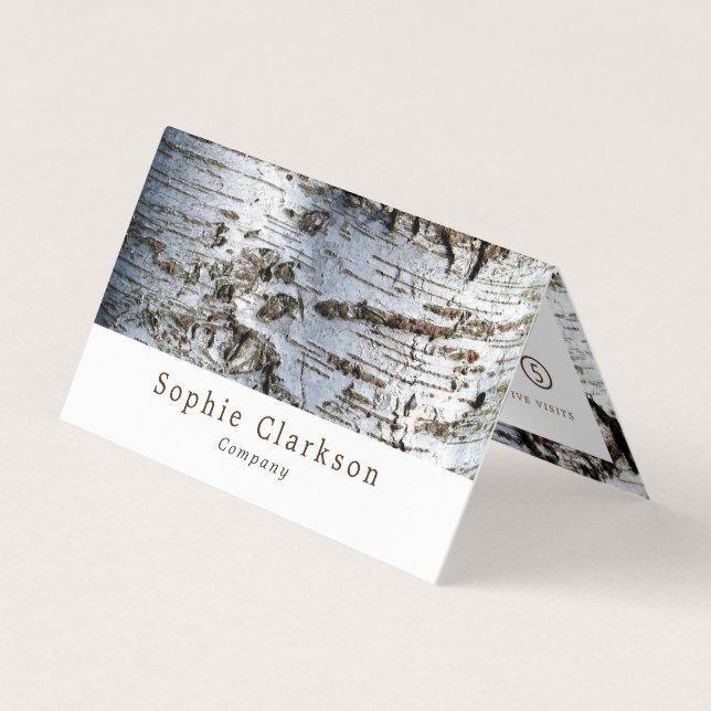 White Birch Wood Double Loyalty Business Card (Front)