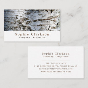 White Birch Wood Effect, Rustic Business Card